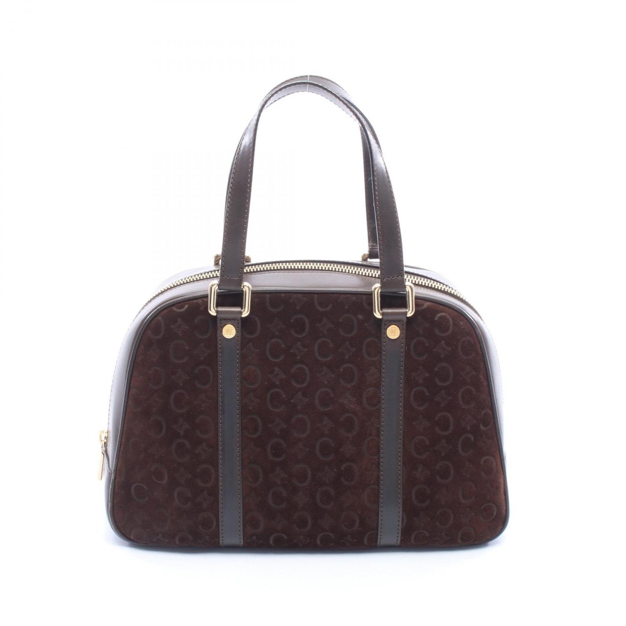 Celine C Macadam Handbag, Suede Leather, Women's, Brown